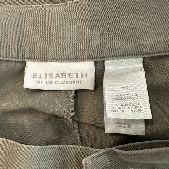 Elizabeth by Liz Claiborne 2 piece pant vest set Khaki Cotton SZ 18 - Picture 2 of 13